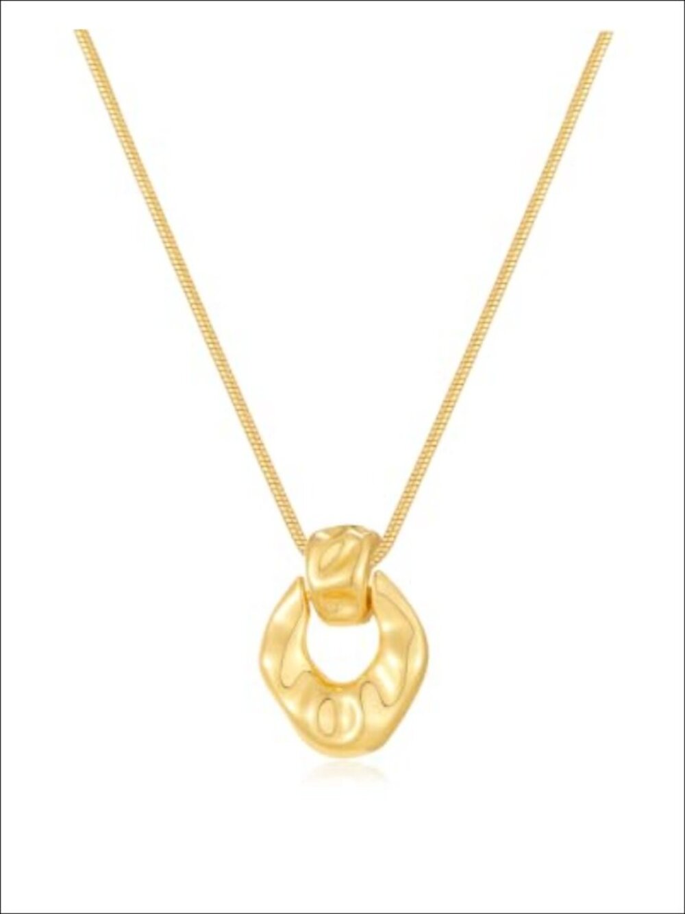 14K Gold Plated Chunky Knot Pendant Necklace Adjustable Snake Chain Statement